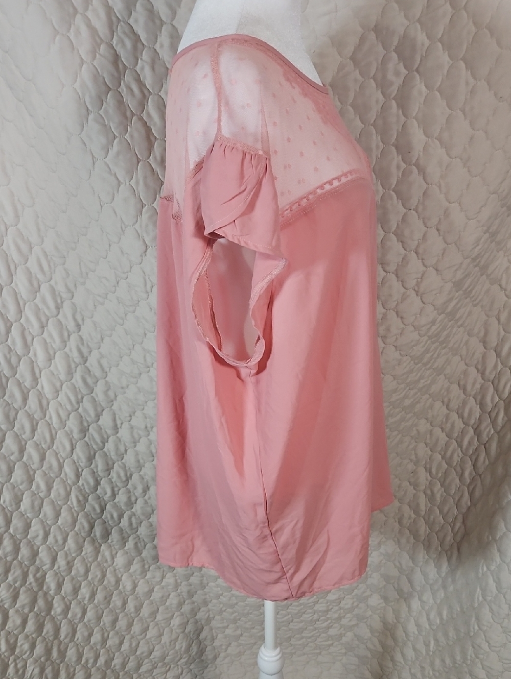 Absolute Angel New York Pink Lace Swiss Dot Detail Blouse - Picture 7 of 9